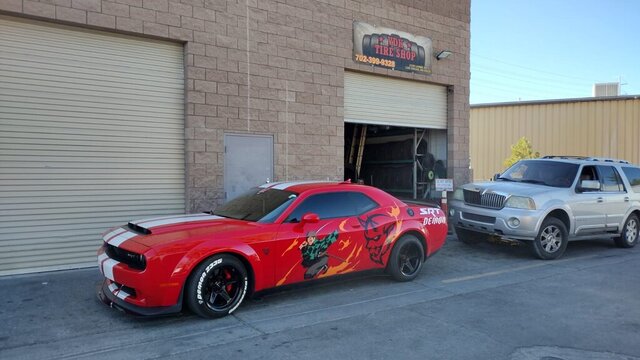 Red Dodge Challenger Srt Demon Tire Shop 017 — VDK Tire Shop