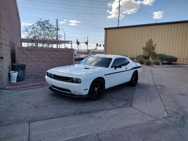 White Dodge Challenger Black Wheels 033 — VDK Tire Shop