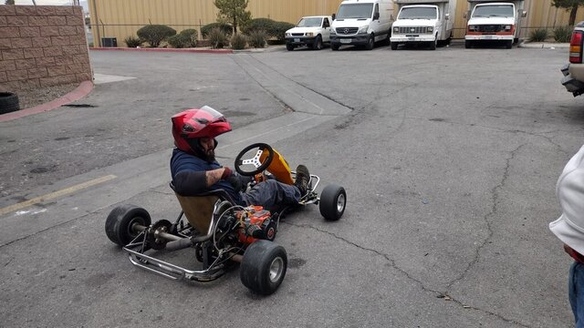 Man Driving Custom Go Kart 002 — VDK Tire Shop