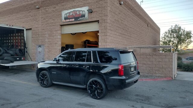 Black Chevy Tahoe At Tire Shop 010 — VDK Tire Shop