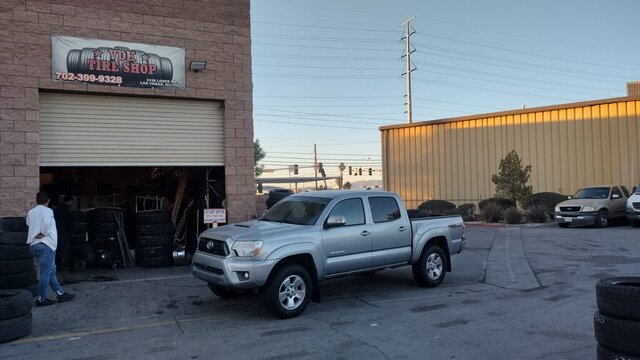Silver Toyota Tacoma Tire Shop 001 — VDK Tire Shop