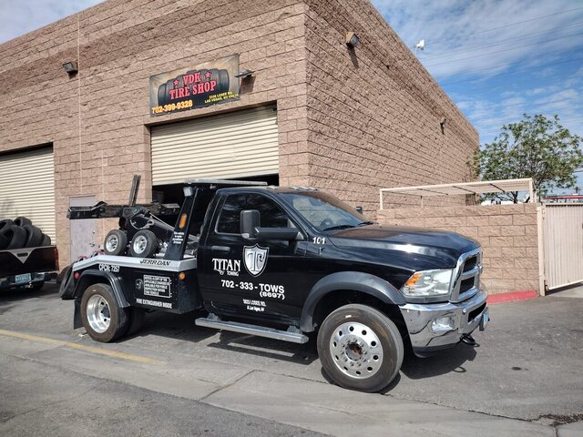 Titan Towing Truck Parked Tire Shop 049 — VDK Tire Shop