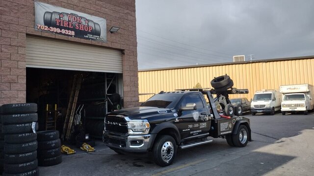 Tow Truck Outside Tire Shop 027 — VDK Tire Shop