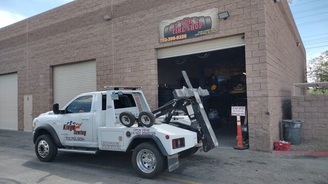 Tow Truck Outside Tire Shop 035 — VDK Tire Shop