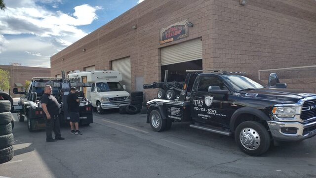 Tow Trucks Parked At Tire Shop 007 — VDK Tire Shop