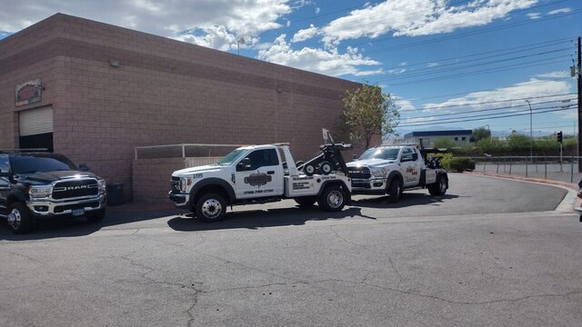White Tow Trucks Parking Lot 009 — VDK Tire Shop