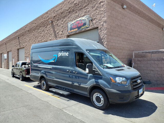 Amazon Prime Delivery Van Parked 027 — VDK Tire Shop