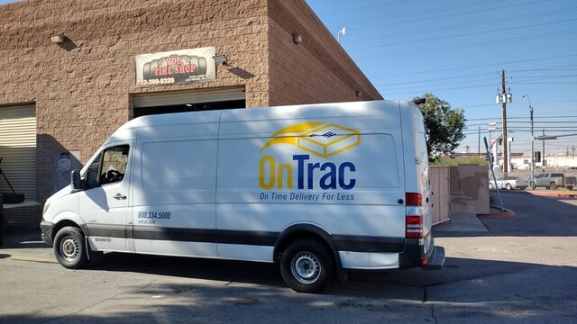 Ontrac White Delivery Van Parked 006 — VDK Tire Shop